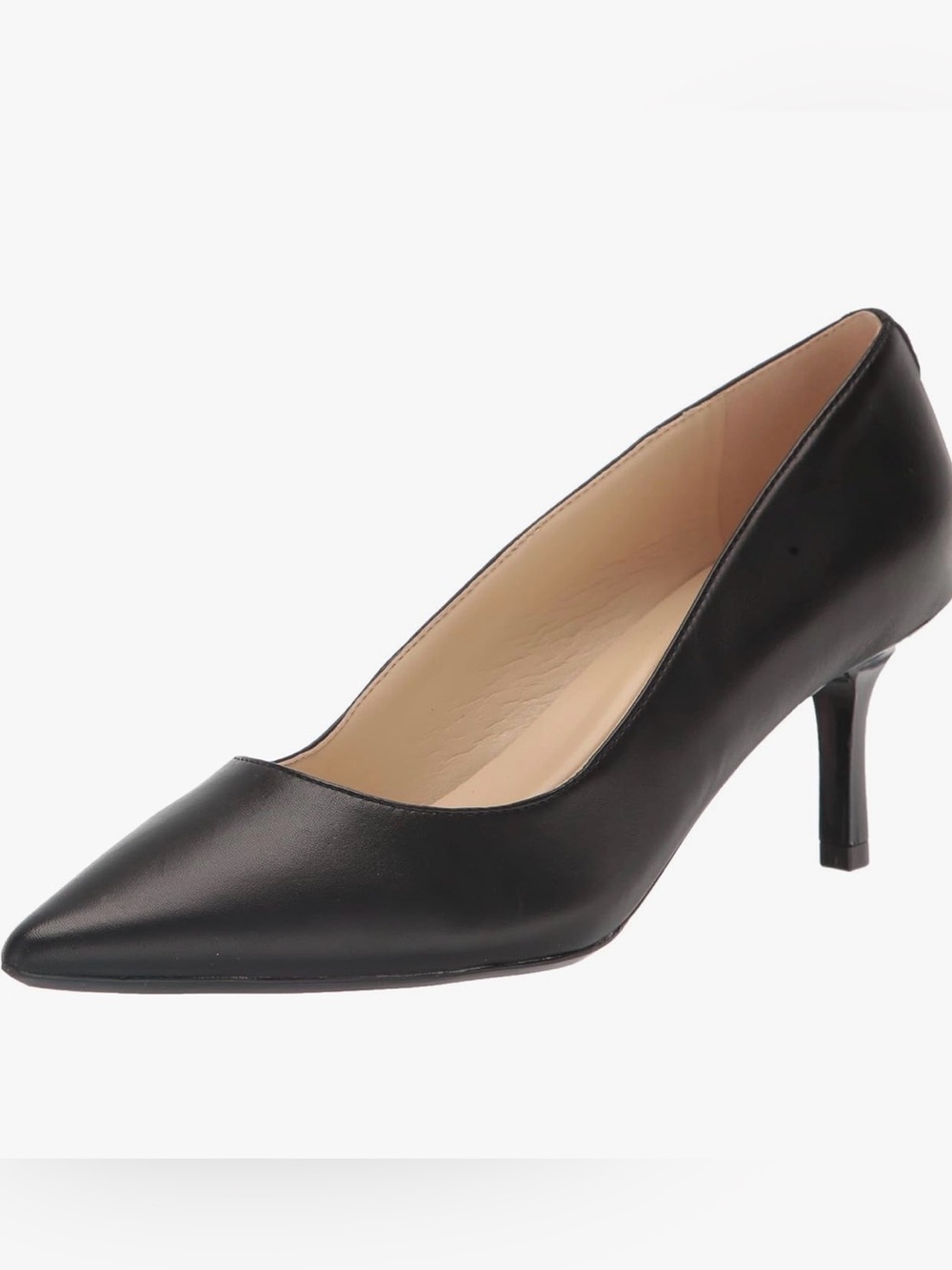 Nine West Kuna 9x9 Black Pointed Toe Pumps with Cream Insole